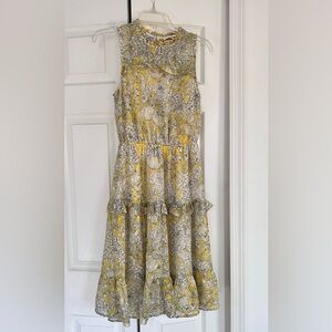 Monteau Yellow and Gray Floral Woman’s Dress